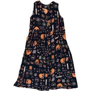 Vintage BILA Bohemian Elephant Print Maxi Dress